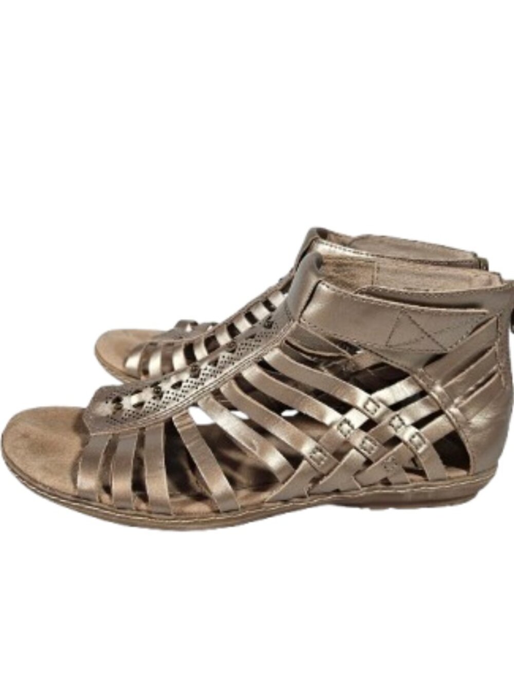 Earth Camelua Marconi Gladiator Sandals Gold Women's Size 7.5 Leather